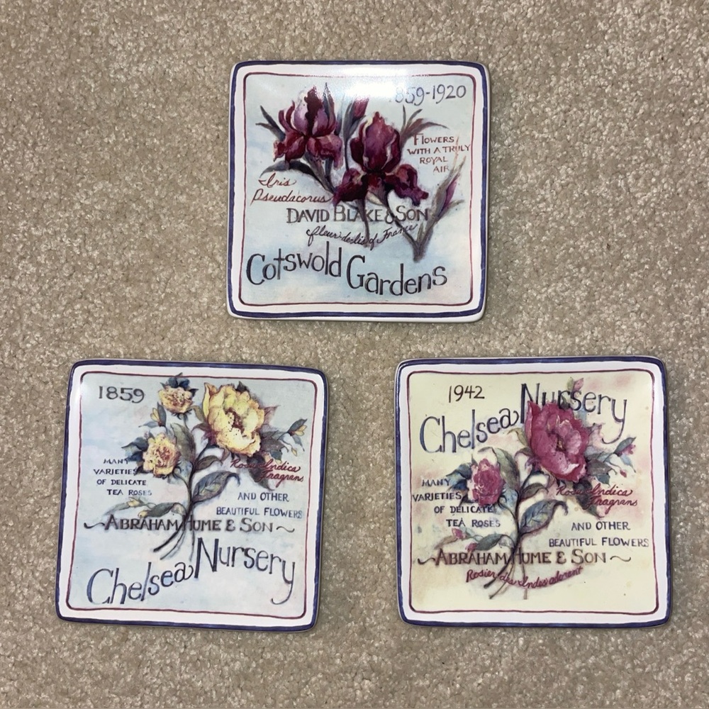 Set 3 MWW Market Baroque Garden Mini Plates Flowers Susan Winget Kitchen Decor